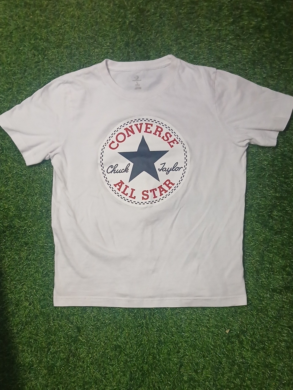 Converse White Tee with Navy Star and Red Logo